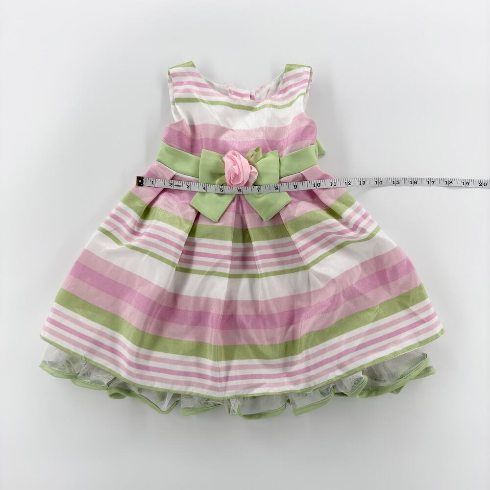 Youngland Infant 18M Easter Dress Pink Green Striped with Bloomers Spring Outfit - Picture 4 of 13